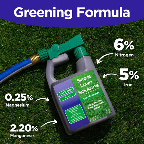 Heavy Duty Liquid Lawn Fertilizer With Iron And Nitrogen, Hose End Sprayer Included, Deep Green Turf for Any Grass Type, 32 Ounce
