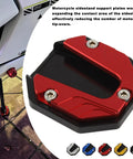 Aluminum Alloy Kickstand Plate Extension For Universal Dirt Bikes And Motorbikes Side Stand Foot Pad Dope Upgrade Durable Wear Resistant Support Accessory Silver, red plate installed