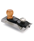 Heavy Duty Precision Side Rabbet Plane For Serious Makers Featuring Rock Solid Steel Construction T10 Sharp Blades And Dead Nuts Accurate Depth Control, showcasing the wooden knob and steel body.
