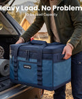 Heavy Duty Insulated Cooler Bag Holds 48 Cans Slap It On The Trunk Collapsible Soft Side Carry Tote with load capacity in use.