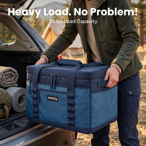 Heavy Duty Insulated Cooler Bag Holds 48 Cans Slap It On The Trunk Collapsible Soft Side Carry Tote with load capacity in use.