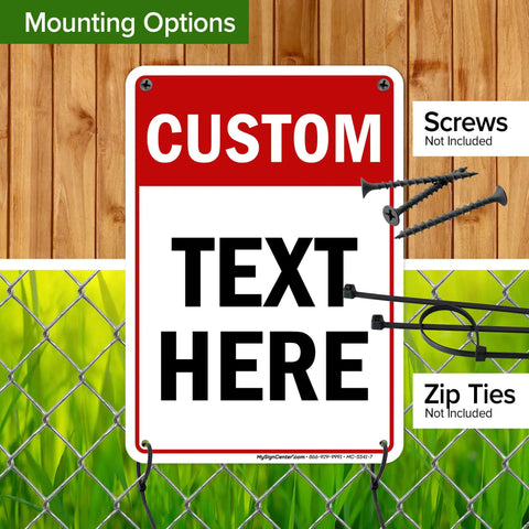 Custom Biz Sign 7x10 Inches Aluminum Sign For Indoor Outdoor Rust Free Fade Resistant 0.040 Aluminum Thickness With Pre Drilled Holes 3M EGP Reflective For Maximum Visibility Made In USA, mounted on fence
