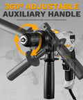 360° adjustable auxiliary handle for Kick Ass Heavy Duty 6 Amp Corded Hammer Drill With Half Inch Keyed Chuck And Twelve Piece Bit Set.