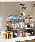 Clear Acrylic Stackable Storage Drawers Two Pack For Fridge Freezer Pantry And Bathroom See Through Plastic Organizer Bins