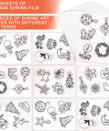 Kickstart Your Craft Game With This Hella Cool 198 Piece Heat Shrink Plastic Sheet Kit Featuring Blank And Patterned Sheets Colored Pencils A Heavy Duty Hole Punch And Rad Charms For Custom Keychains. 20 sheets of blank shrink film and 6 patterned sheets.