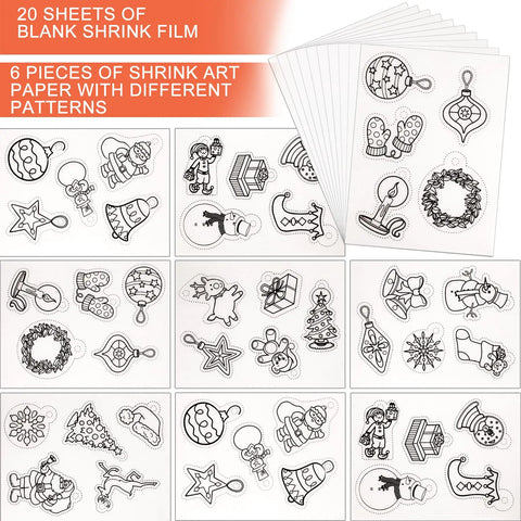 Kickstart Your Craft Game With This Hella Cool 198 Piece Heat Shrink Plastic Sheet Kit Featuring Blank And Patterned Sheets Colored Pencils A Heavy Duty Hole Punch And Rad Charms For Custom Keychains. 20 sheets of blank shrink film and 6 patterned sheets.