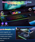 Wireless Charging Gaming Mouse Pad 15W With RGB Lighting, Built In Phone Holder, Waterproof Desk Mat, Extra Large 35.4 By 11.8 Inches