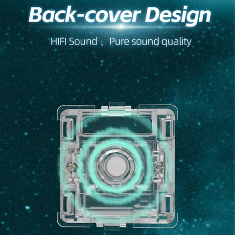Close-up of Magnetic Jade Max Linear Keyboard Switch with transparent housing and glowing design, highlighting back-cover sound quality.