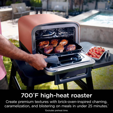 Woodfire Outdoor Pizza Oven 8 In 1 Portable Electric Roaster Heats Up To 700 Degrees Fahrenheit Terracotta Red