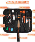 Ring Making Kit With Wire Wrapping Tools And Ring Sizers, Jewelry Craft Supplies Bundle in zip pouch showing tools and pliers