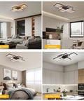 Dimmable LED Ceiling Light With Remote Control, Black Flush Mount Square Acrylic Fixture in living, kitchen, bedroom, dining rooms