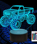 Lit 3D Monster Truck Night Light For Kids With 16 Color Changing LEDs Car Shaped Acrylic Lamp For Desk Bedroom Decor