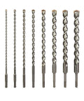 Heavy Duty SDS Plus Hammer Drill Bit Set For Brick Stone And Concrete In 12 Inch Length Eight Piece Includes Sizes From Quarter Inch To One Inch