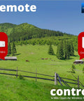 Scenic landscape with Outdoor Smart Plug With Ultra Long Range One Quarter Mile displayed next to a remote control icon.