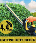 22 Inch Cordless Hedge Trimmer Tool Only No Battery Hassle Lightweight 4.4 Lbs With 0.63 Inch Cutting Capacity in use on bush