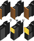Six stacks (100pc) of TrivdPro oscillating tool blades, black with orange edges; wood/metal/plastic blades for multitools