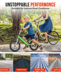 14x2.125 Inch Tire And Tube Set For 57-254 E-Bike Replacement Tires Pack Of 2 Sets With Non Slip Deep Tread To Beef Up Your Ride Fits Folding Electric Bikes E Trikes Scooters And 14 Inch Wheel Applications, shown on kids bikes