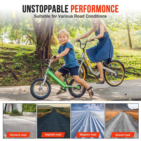 14x2.125 Inch Tire And Tube Set For 57-254 E-Bike Replacement Tires Pack Of 2 Sets With Non Slip Deep Tread To Beef Up Your Ride Fits Folding Electric Bikes E Trikes Scooters And 14 Inch Wheel Applications, shown on kids bikes
