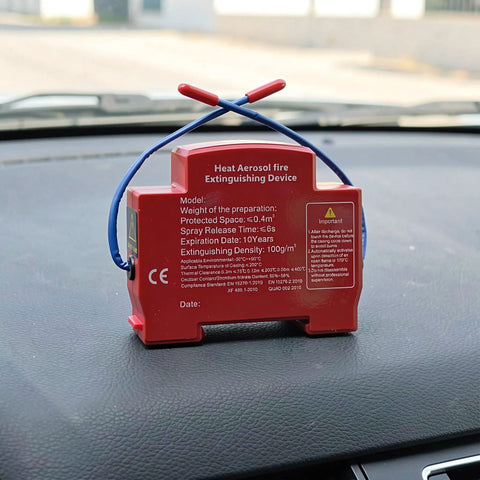 Automatic Vehicle Fire Extinguisher Dual Pack Engine Bay Heat Trigger Fuel And Electrical Fire Suppression Ready To Drop In Badass Auto Fire Defense For Your Daily Driver Ride on dashboard.