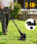 Person using cordless 3 in 1 weed wacker hedge trimmer and leaf blower combo tool only 20V max compatible for lawn care
