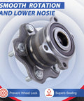 Rear Wheel Hub Bearing Assembly 2 PCS 512388 With Encoder ABS For Nissan, close-up view showing smooth rotation and sealing