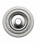 Top view of Stainless Steel Basket Strainer For Kitchen Sink Universal Fit For 3.5 And 4 Inch Drains Removable Basket Catches Debris And Prevents Clogs Built To Last No Fuss Easy Cleanup With 1 Year Warranty
