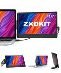 11.6 Inch HD Laptop Screen Extender With 360 Degree Swivel And 270 Degree Flip Ultra Slim Portable IPS Monitor attached to laptop