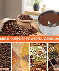 Heavy Duty 1000g Commercial Grain Grinder With 32000 RPM Electric Mill showcasing grinding of coffee, grains, nuts, and spices