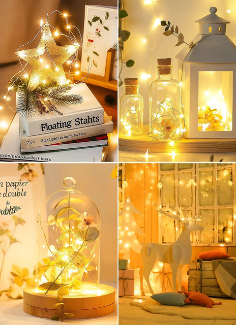 Fairy String Lights 33 Ft Long Battery Operated 100 LED Copper Wire Twinkle Lights in jars and around cozy home settings