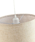 2 Pack Plug In Pendant Lights With 15Ft Clear Cord Toggle Switch Beige Linen Shade Modern Hanging Lamp close-up of light fixture fitting.