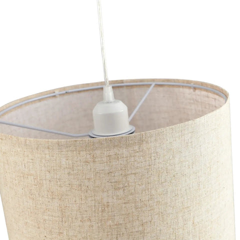 2 Pack Plug In Pendant Lights With 15Ft Clear Cord Toggle Switch Beige Linen Shade Modern Hanging Lamp close-up of light fixture fitting.