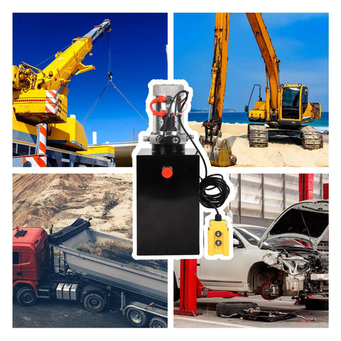 12V DC Single Acting Hydraulic Pump with 15 Quart Reservoir for Dump Trailers and Car Lifting in Metal Housing 3200 PSI