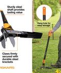 Man using Stand Up 3 Claw Weed Puller with 39 Inch Ergonomic Handle for easy, back-saving weeding in a garden.