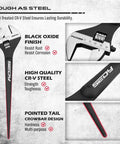 Beefy 3 Piece Adjustable Spud Wrench Set With 10 12 And 16 Inch Sizes CRV Steel Black Oxide Finish SAE And Metric Scale