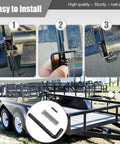 Premium Heavy Duty Trailer Gate Spring Latch Repair Kit Two Pack installation guide showing steps for secure trailer latching.