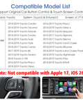 Toyota Wireless CarPlay Android Auto Adapter With Entune 2.0 Upgrade, compatible model list on OEM screen