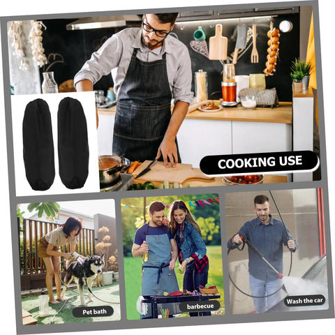 Heavy Duty Extended Arm Sleeve Covers For Men And Women, Dope Oil Resistant Protective Oversleeves In Matte Black for cooking use.