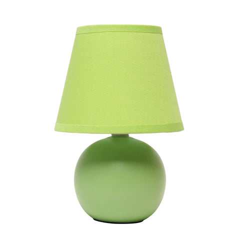Yellow Mini Ceramic Globe Table Lamp With Matching Fabric Shade, Cozy Dorm Vibe Or Living Room Accent Light, 8.66 Inch Tall, 5.51 Inch Shade Diameter, Uses One 40W Equivalent E12 Bulb Not Included