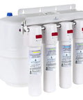 Four Stage Quick Connect Reverse Osmosis Water Filtration System White Compact Design With Easy Install Faucet Mounting Hardware