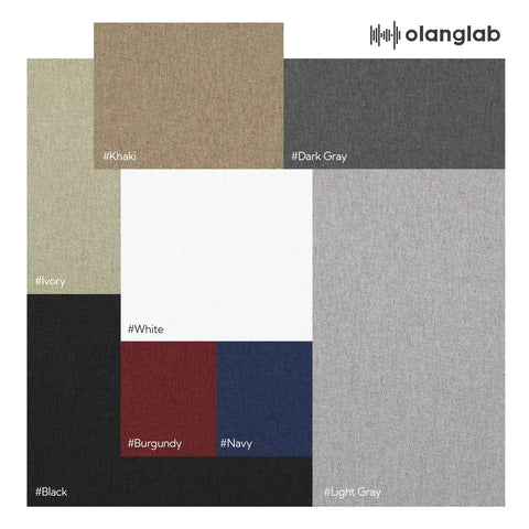 Color swatches of Top Shelf Large Acoustic Panels 2 Pack 48x24 Inches Sound Proof Foam Wall Tiles in various hues.