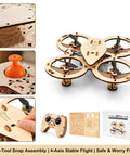 Wooden RC Drone Kit With Snap Together Design No Glue Needed Beginner Friendly Remote Control Quadrotor Flying Toy Buildable