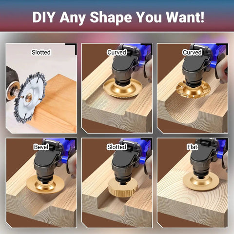 14 Piece Wood Carving Disc Set For Four Inch And Four And A Half Inch Angle Grinders demonstrating carving and shaping
