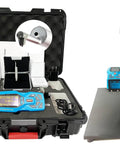 Portable Surface Roughness Tester With Narrow Curved Probe And Metal Platform For Groove Profiling in a protective case.