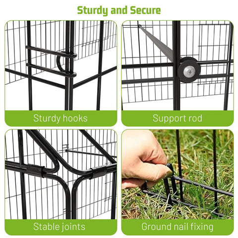 Close-up of Durable Metal Chicken Coop 86 By 40 By 40 Inch structure featuring hooks, support rod, stable joints, and nail fixing.