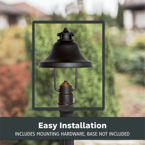 Bayport 1 Light Outdoor Post Lantern In Bronze Finish, 15 Inch Exterior Lighting Fixture with easy installation focus