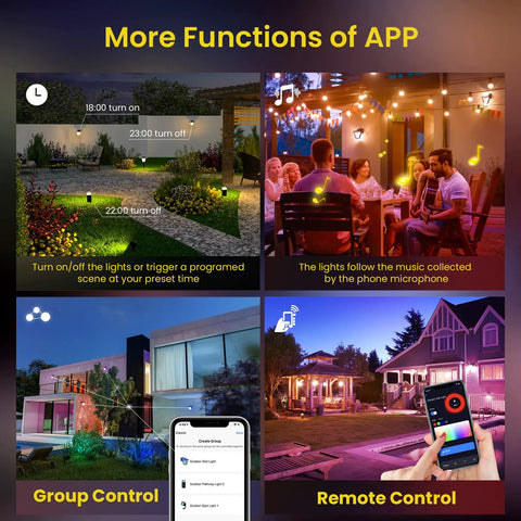 Smart Outdoor Wall Lantern With GFCI Outlet RGBW Color Changing feature demo, app control and music sync, outdoor settings.