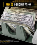 Top Shelf Bill Counter Machine With Lightning Fast Sorting Mixed Denomination Handling LCD Screen Smart Counterfeit Detection with mixed bills.