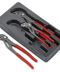 Cobra Pliers Set Three Piece High Tech Water Pump Pliers With Grey Atramentized Finish And Non Slip Handles In A Durable Plastic Tray