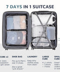 Open suitcase showing Large Compression Packing Cube Set With See Through Mesh For Travel Organizers neatly packed inside.