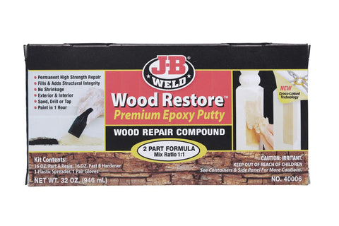 Wood Restore Premium Epoxy Putty Kit DIY Fix For Rot, Dents, Gaps, And Structural Repair Of Damaged Wood Hand Mixable 32 Oz